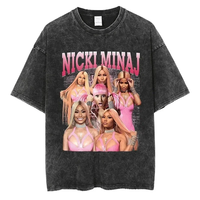 Nicki Minaj T Shirts Idol Fans Tees Rapper Star Graphic T-Shirt Quality Cotton Vintage Men's Women Hip Hop Style Streetwear Tops