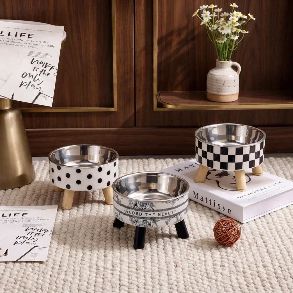 Bols surélevés en acier inoxydable pour animaux de compagnie, bols pour nourriture et eau pour chats et chiens, bols d'alimentation surélevés pour animaux de compagnie