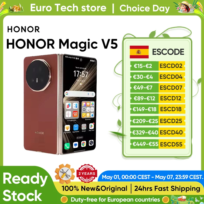 Nuevo HONOR Magic V5 versión Global Original 5G Smartphone pantalla OLED HDR Dual Snapdragon 8 Elite 5820mAh 7,95 "66W SuperCharge