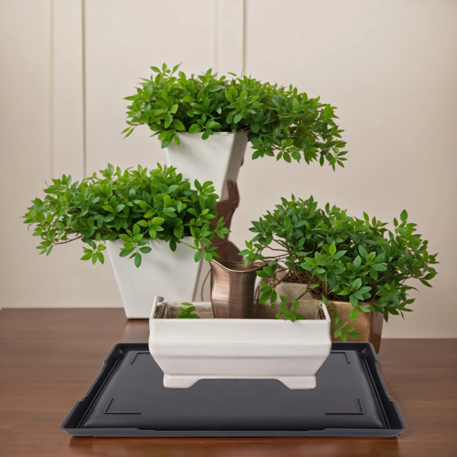 Breathable Flower Pot Imitation Purple Sand Flower Pot Indoor Space Elegant Look Healthy Plant Growth Matching Tray Included