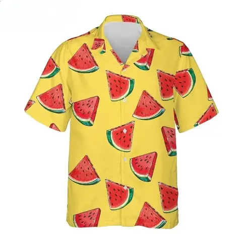 Funny Chili Fruit Pattern Shirt for Men 3D Print Pepper Hawaiian Shirts Summer Button Short Sleeve Top Street Lapel Aloha Blouse