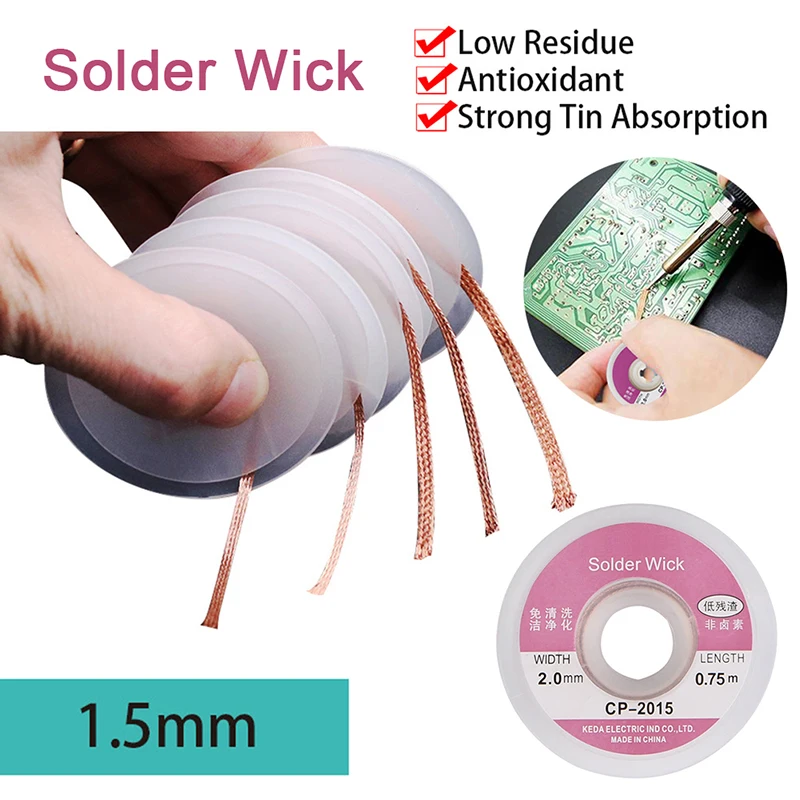 

1.5M 5FT 2.0mm Desoldering Wire Braid Sucker CP-2015 Remover Wick Solder Pump Cable Wire