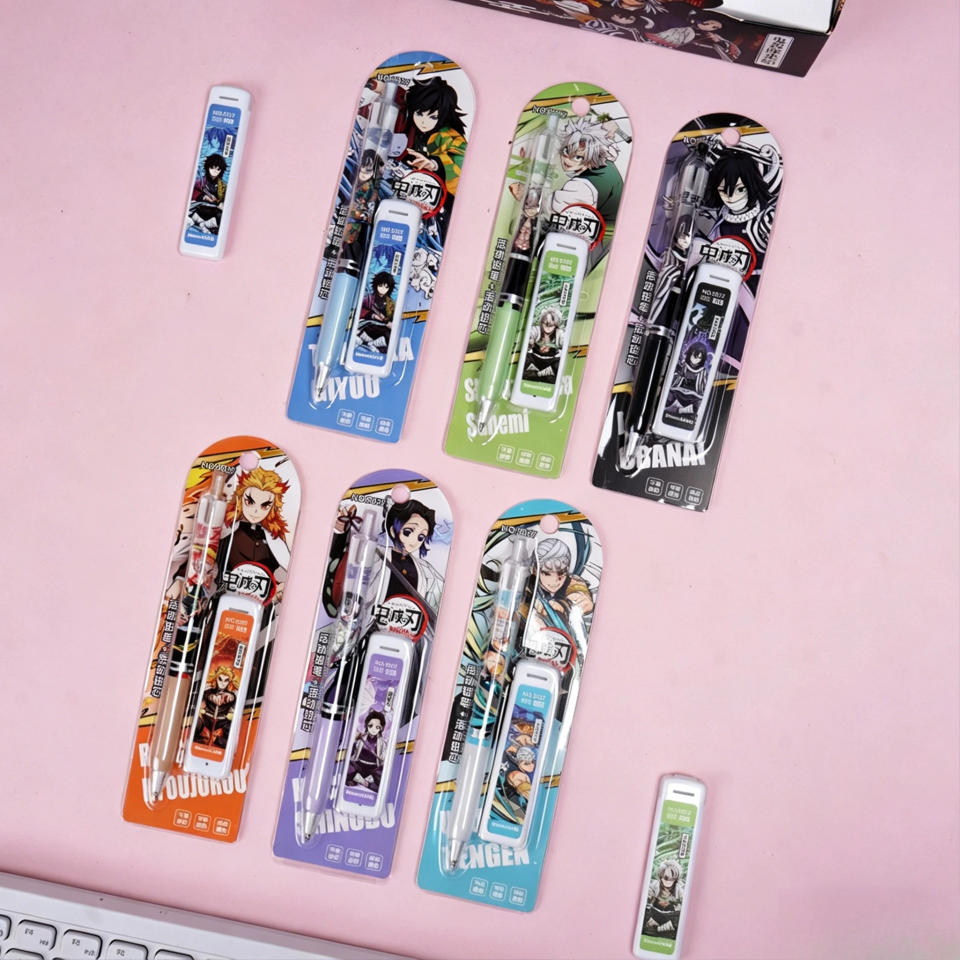 

Demon Slayer character themed 0.5mm mechanical pencil with lead refills, suitable for kids.