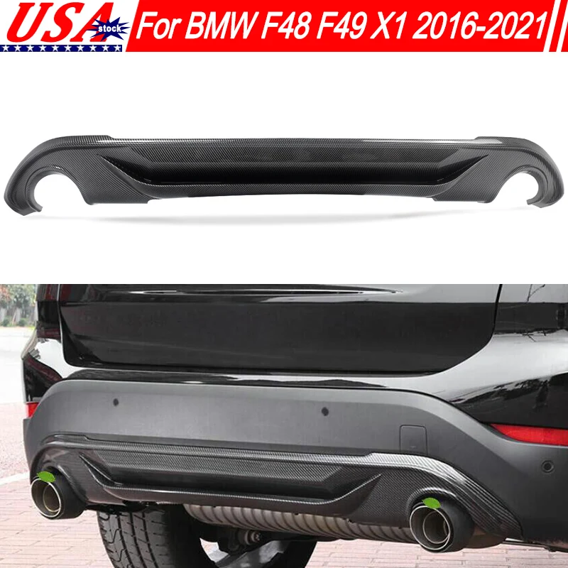 

For BMW F48 F49 X1 2016-2021 Carbon Fiber Look Rear Bumper Diffuser Lip AC Style