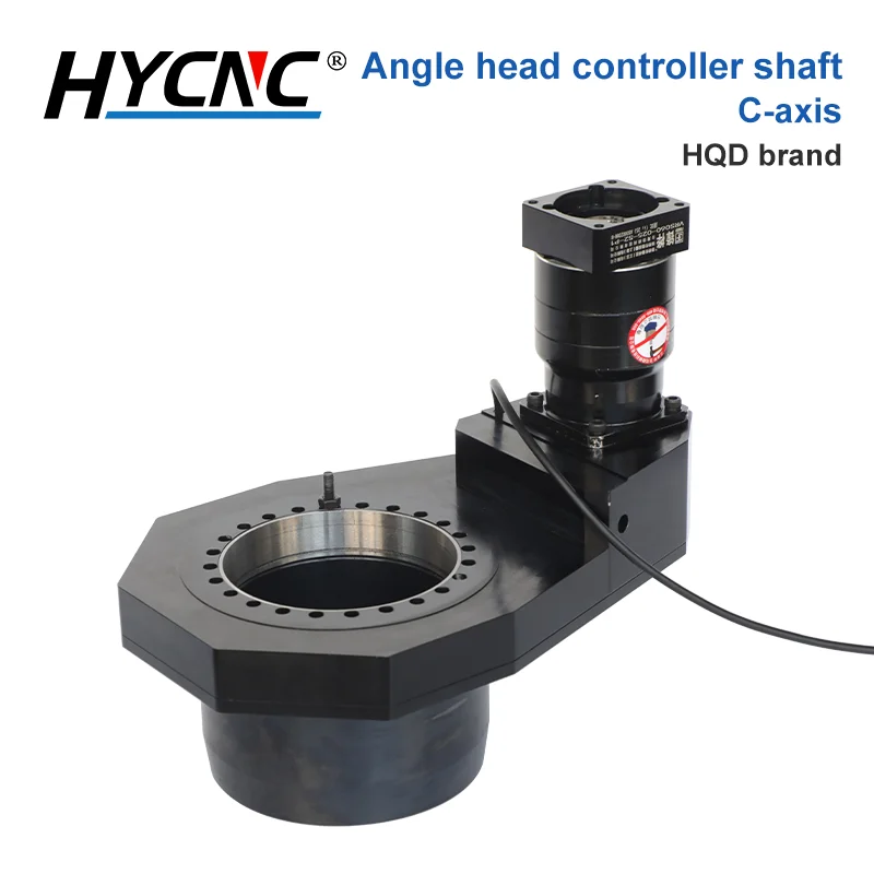 El asiento de montaje con cabezal angular HQD se utiliza para conducir el eje C. Se puede utilizar la rotación de la cabeza en ángulo para el motor del husillo que cambia la herramienta de refrigeración por aire.