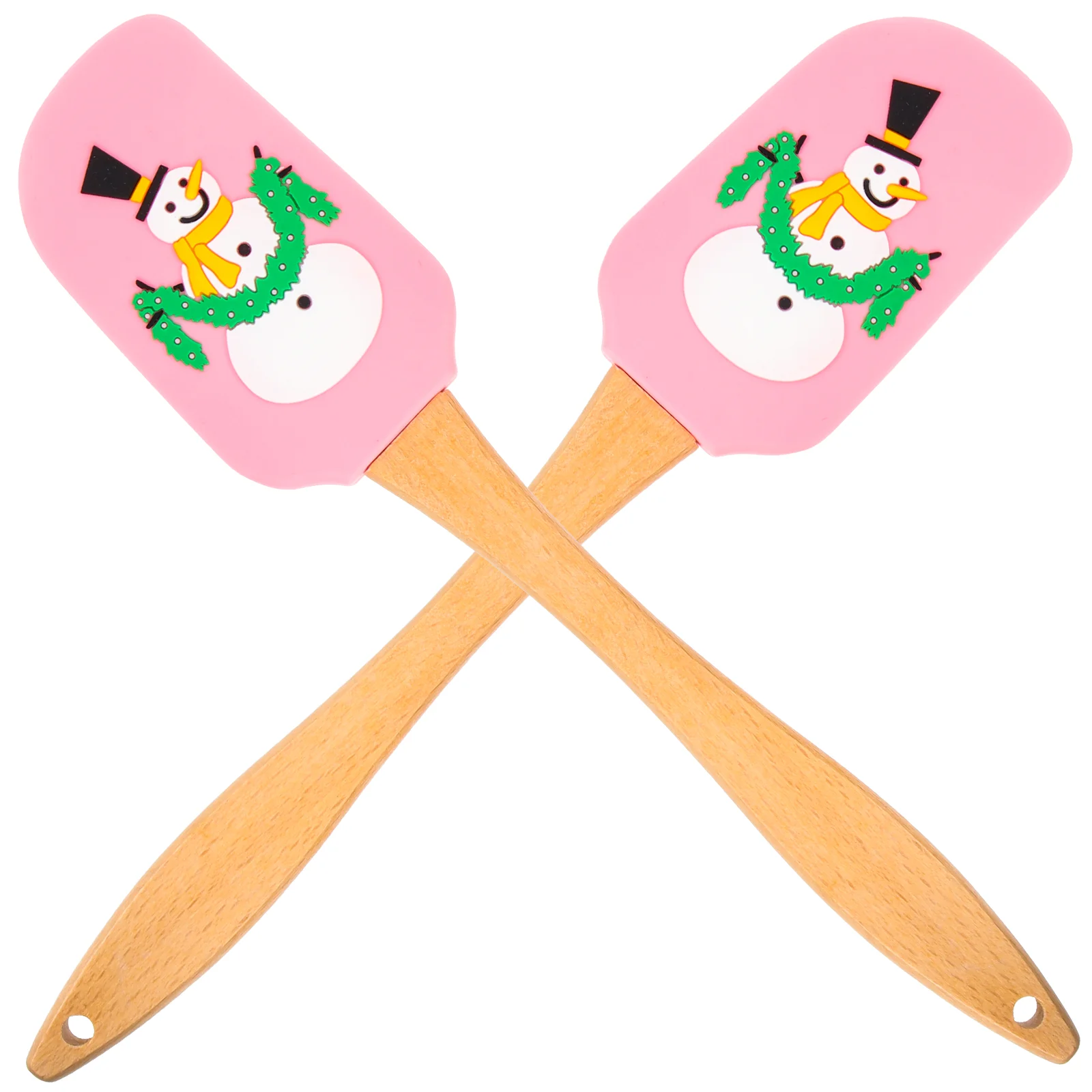 

2 Pcs Silicone Butter Scraper Cream Cake Baking Scrapers Decorate Wear-resistant Spatulas Wood