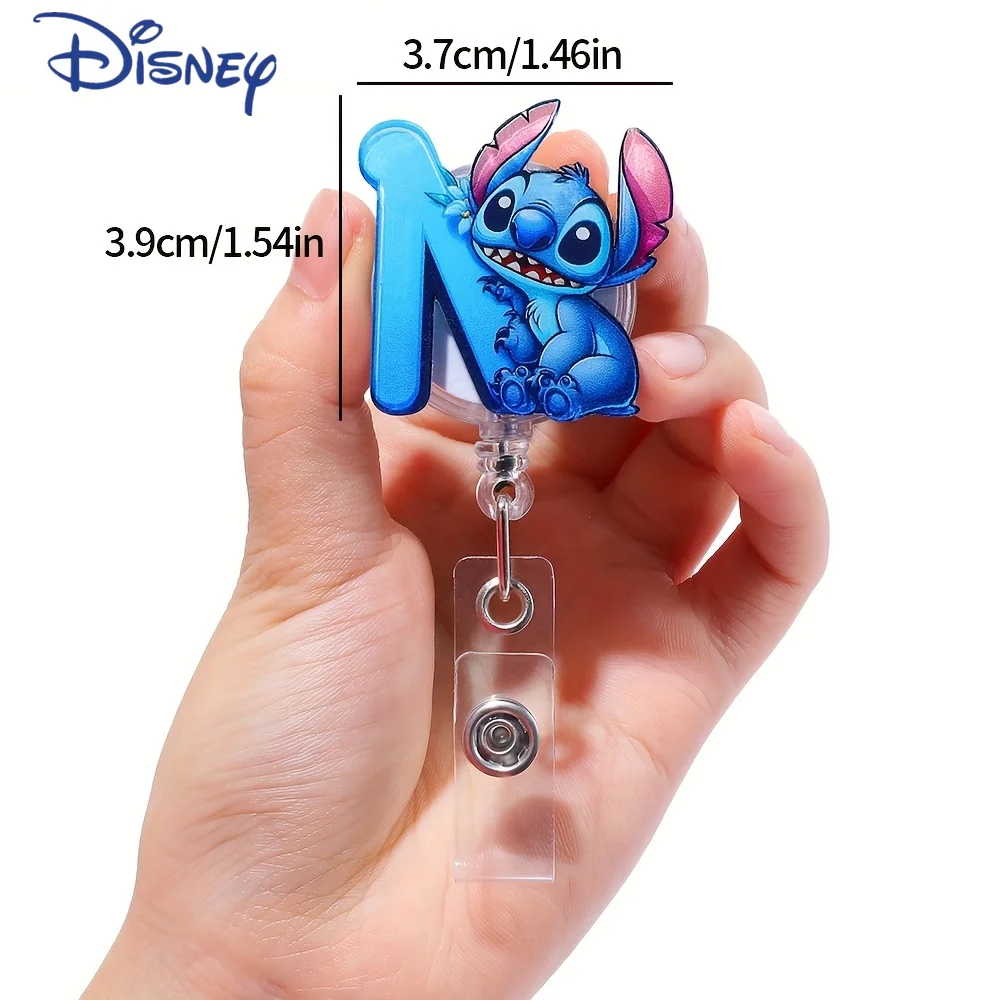 1pc Potdemiel Stitch Letter Adjustable Chest Badge Clip Nurse Doctor Student Easy-to-pull Buckle Card Holder