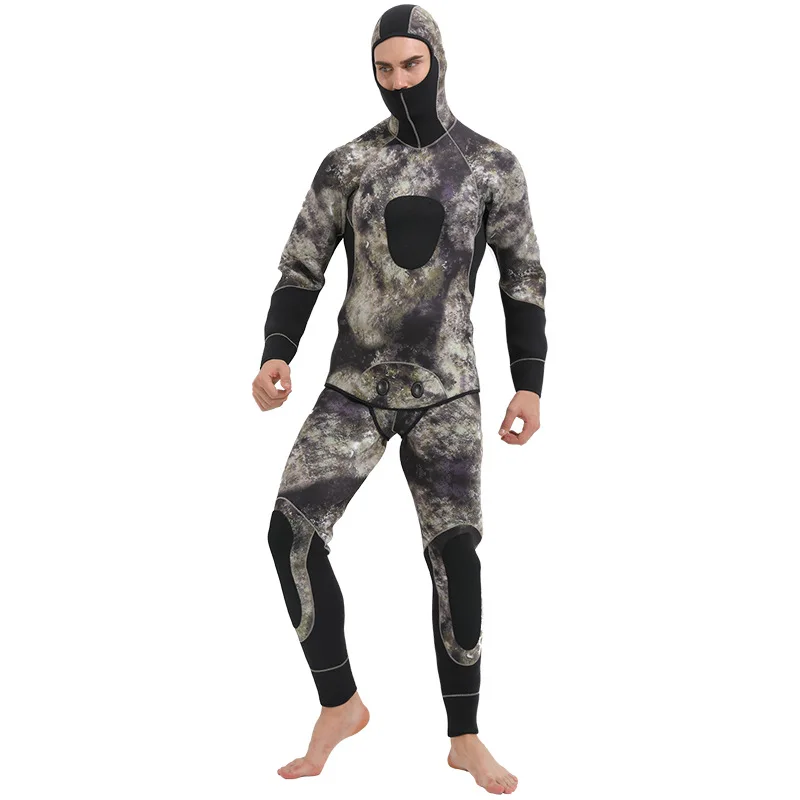 SBART New 5MM Rubber One Piece Long Sleeve Diving Suit Camo Cold and Warm Winter Swimwear Deep Dive Surfing Suit