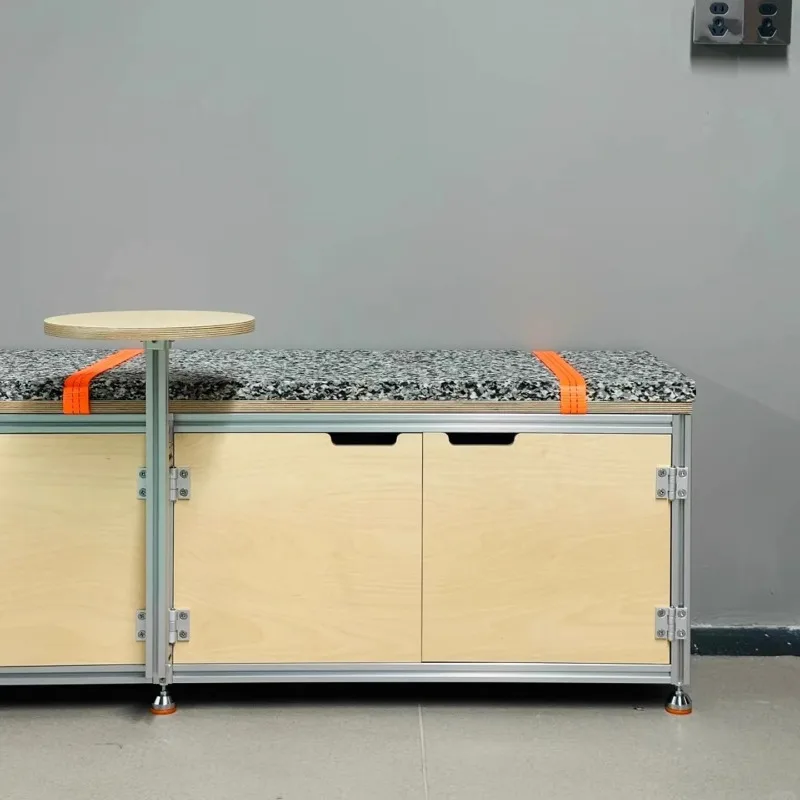 Aluminum profile marine board birch bench household door shoe change stool storage stool industrial style simple