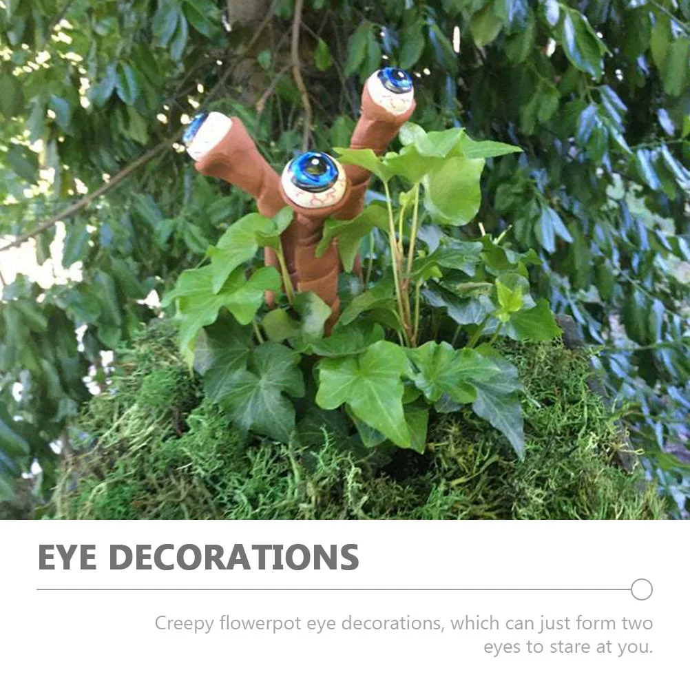 

2pcs Vinyl Eyes Inserted Decor Creepy Bonsai Plant Halloween Garden Eye Stake Ornament Lawn Scary Eye Decorations Random Style