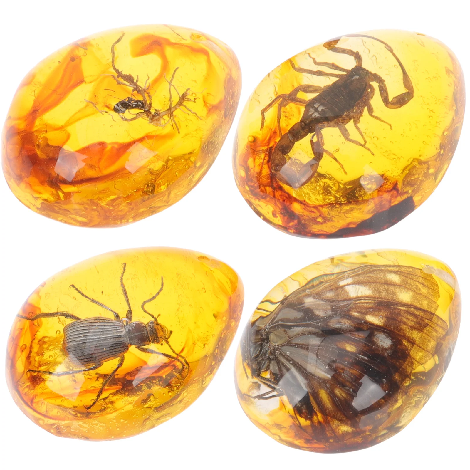 4 Pcs Insect Amber Specimen DIY Resin Insects Pendant Necklace Crafts Synthetic Pendants