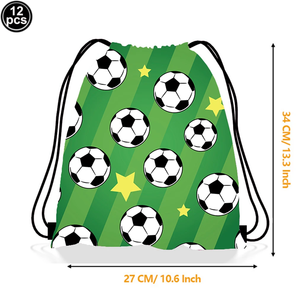 Soccer Party Favors Drawstring Bags Silicone Keychains Wristband Tattoos Mini Trophy Toys Treat Bags for Football Birthday Party