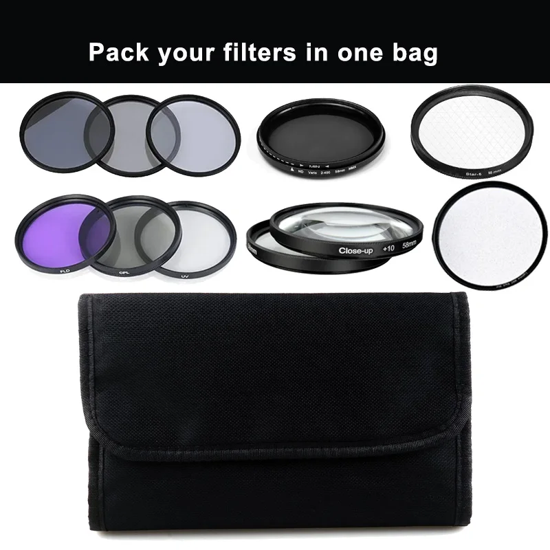 Lightdow Lens Filter Bag Foldable Lens Pouch 3 Slots 4 6 10 12 Pocket for UV CPL ND Filter Wallet Lens Adapter Ring Storage Case