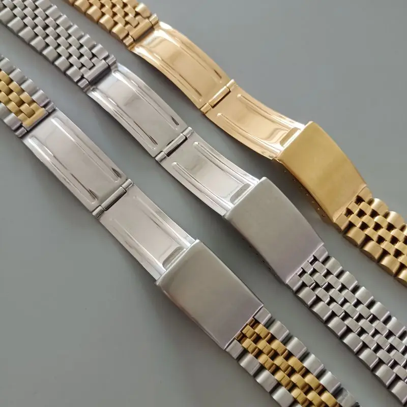Vintage 18MM 19MM 20MM 316L Stainless Steel Jubilee Curved End Watch Band Strap Bracelet Fit For Seiko 5 ROX Watch