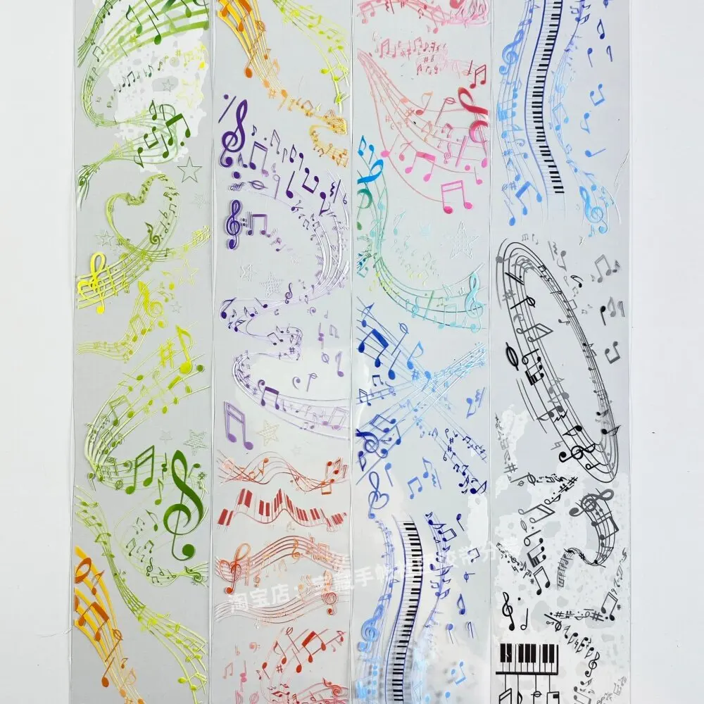 Dancing Note Music Score Colorful PET Stickers for Journaling Scrapbooking DIY Craft Decoration Melody Themed Tape Samples