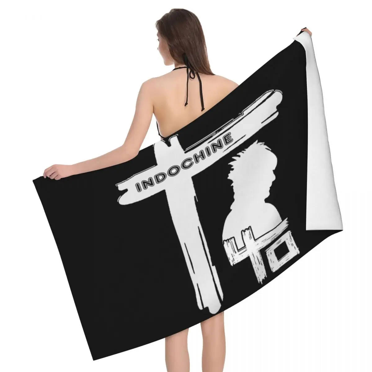 

Indochine Cross Beach Towel Quick Drying Pop Rock Soft Linen Microfiber Shower Sauna Towels