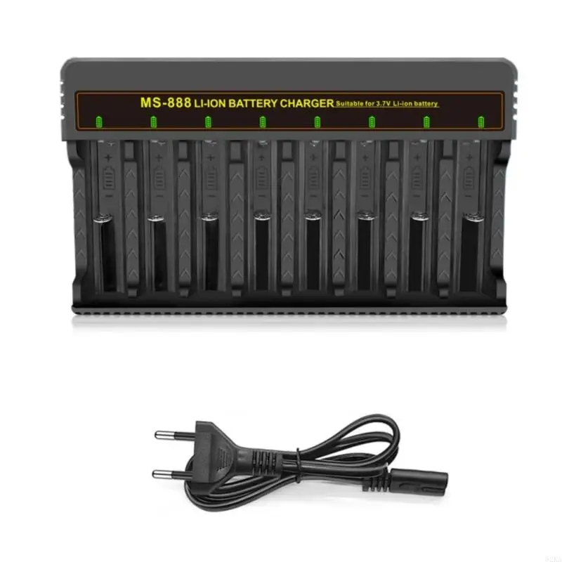 62KA 8-Slot 18650 Battery Charging Dock Adapter AC100-240V INPUT مع مصباح عطل LED لـ 3.7-4.2V 18650/26650/14500