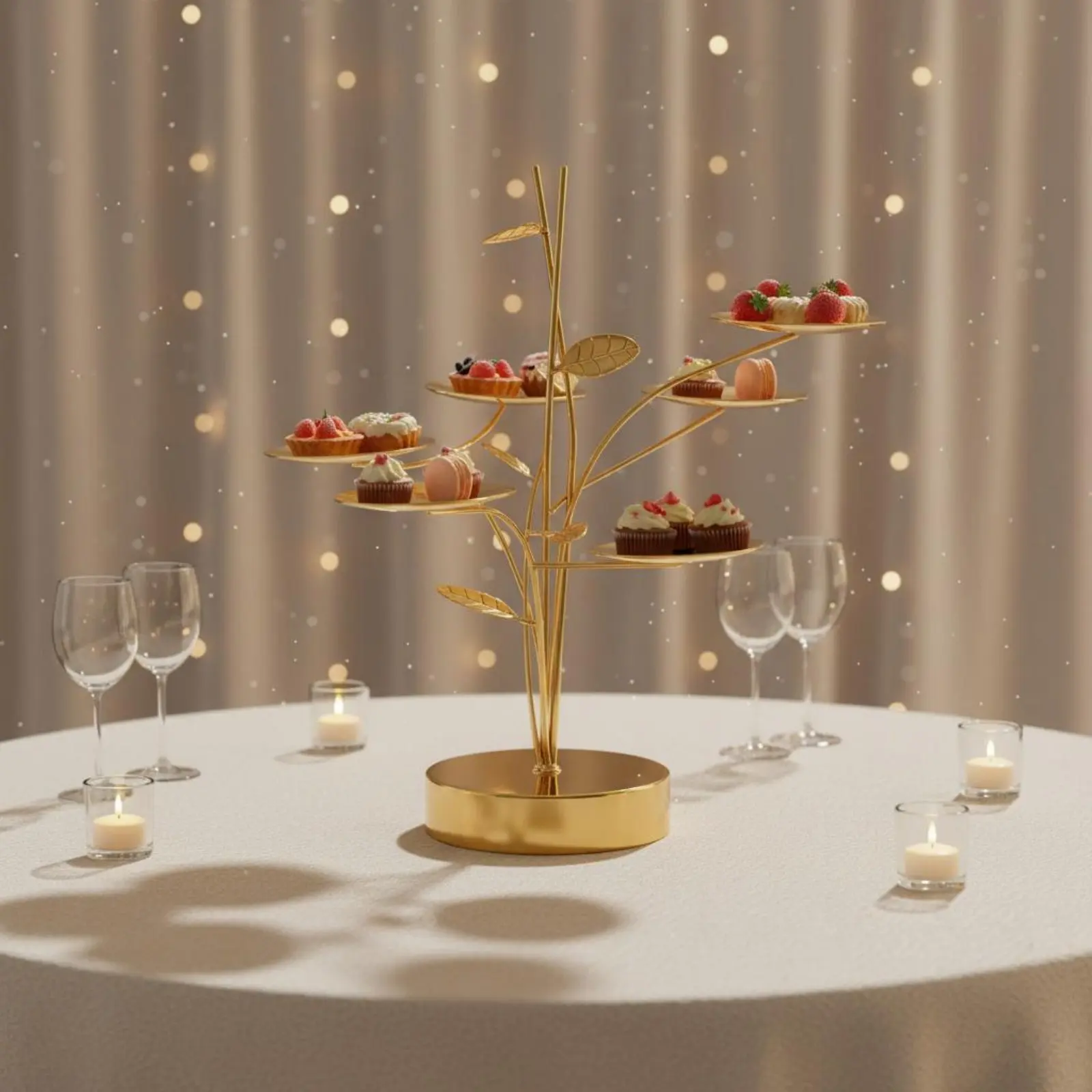 

8-Cup Dessert Stand Space Saving Metal Dessert Stand Carousel Wheel Cupcake Stand Sturdy Tableware Party Decoration for Buffet