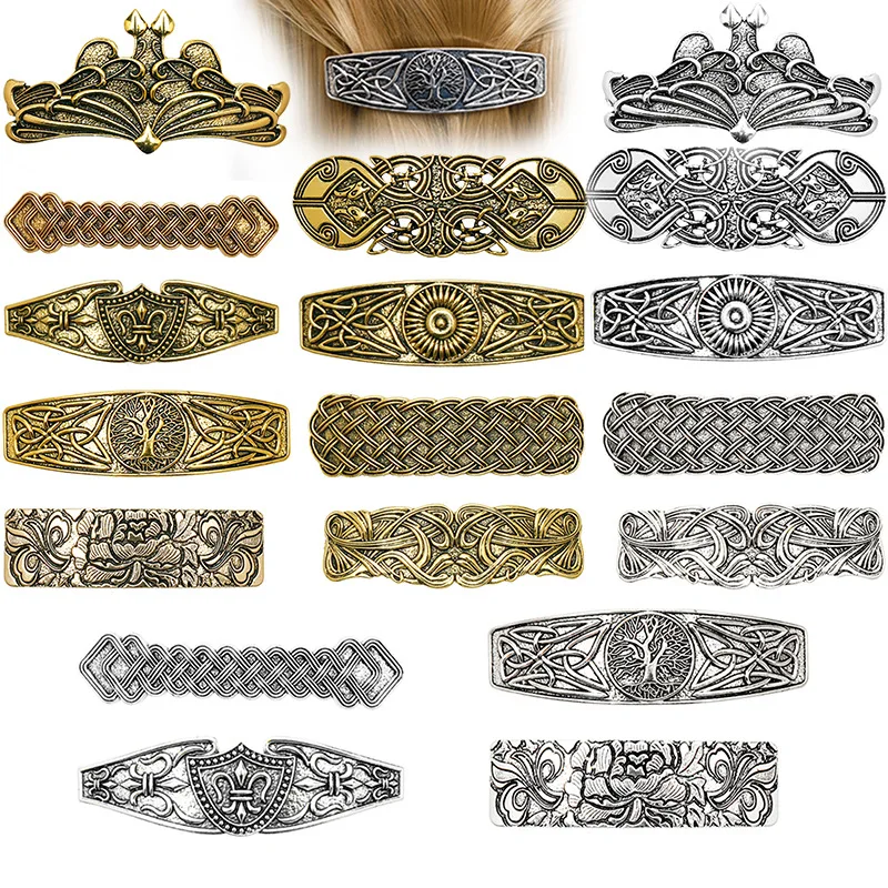 Vintage Celtics Knot Hair Barrettes Retro Totem Tree of Life Raven Protection Amulet Hairpin Hair Accessories