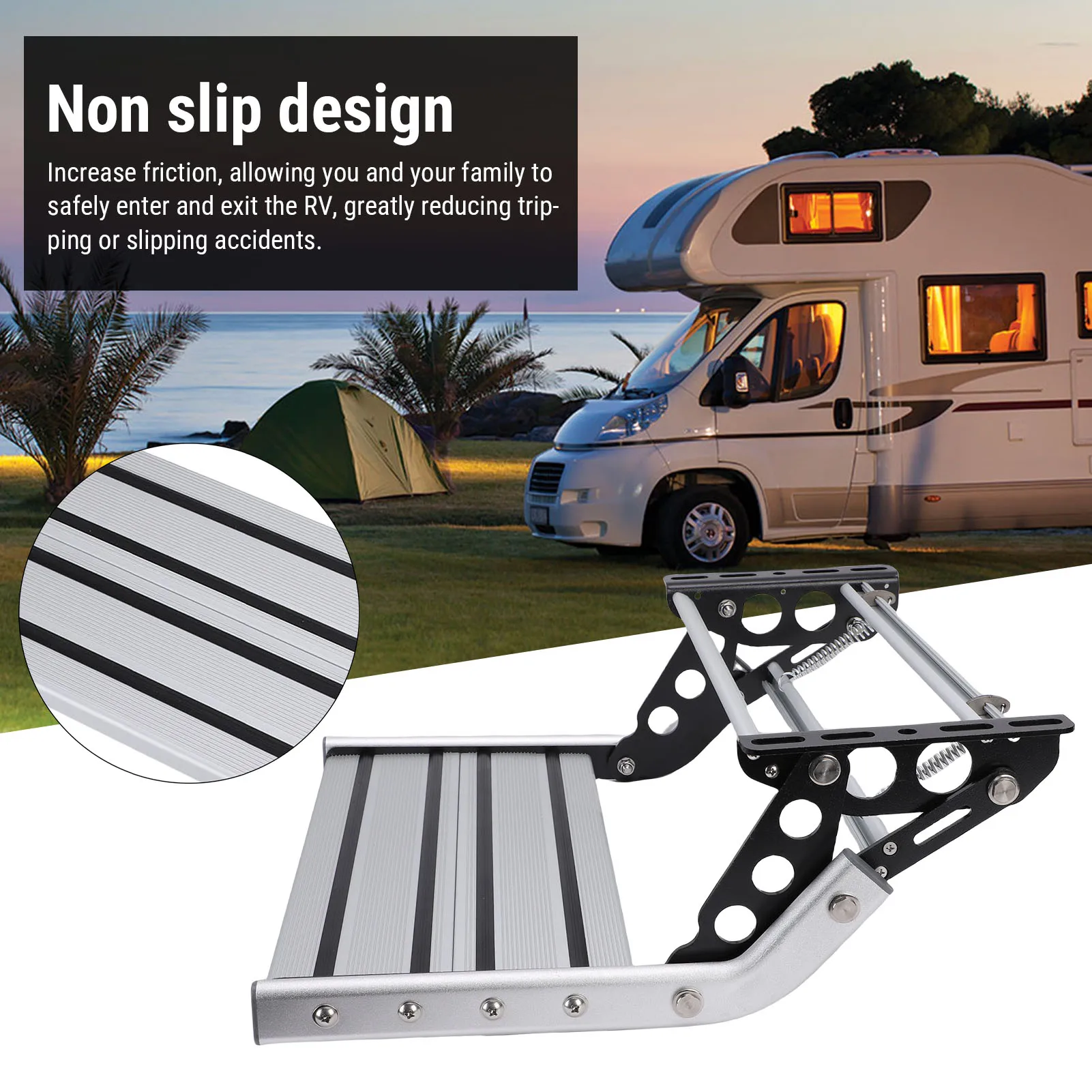 RV Stappen 400lbs Al Legering Enkele Ladder Stap voor Camping Voertuig Van Camper Reizen Trailer Telescopische Opvouwbare RV Entry Trap