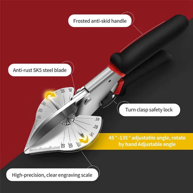 BHTS-Multi Angle Miter Shears Miter Scissors For Soft-Wood Plastic PVC Moulding Shoe Molding Angular Trim Cutter Tool