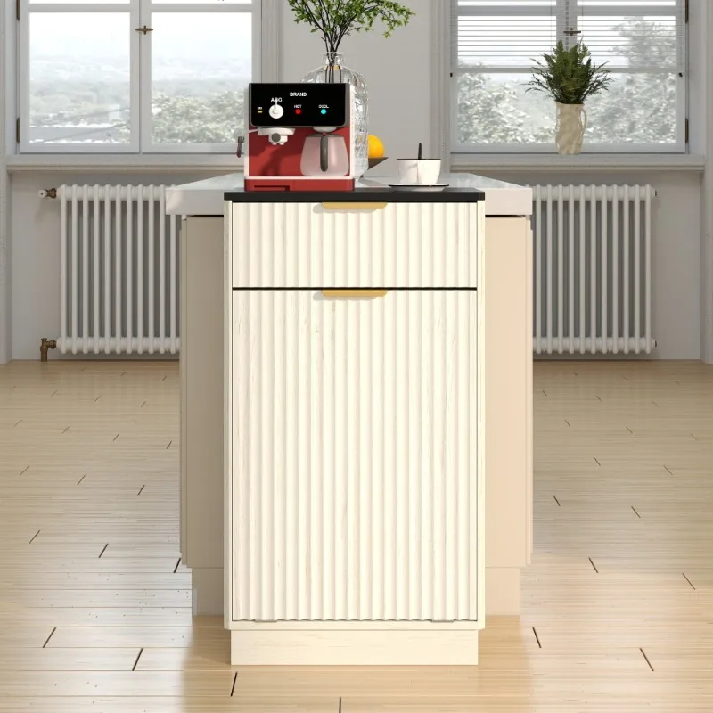 

White Double Drawer Storage Cabinet with Gold Handle Kitchen Living Room Organizer Furniture for Home Office