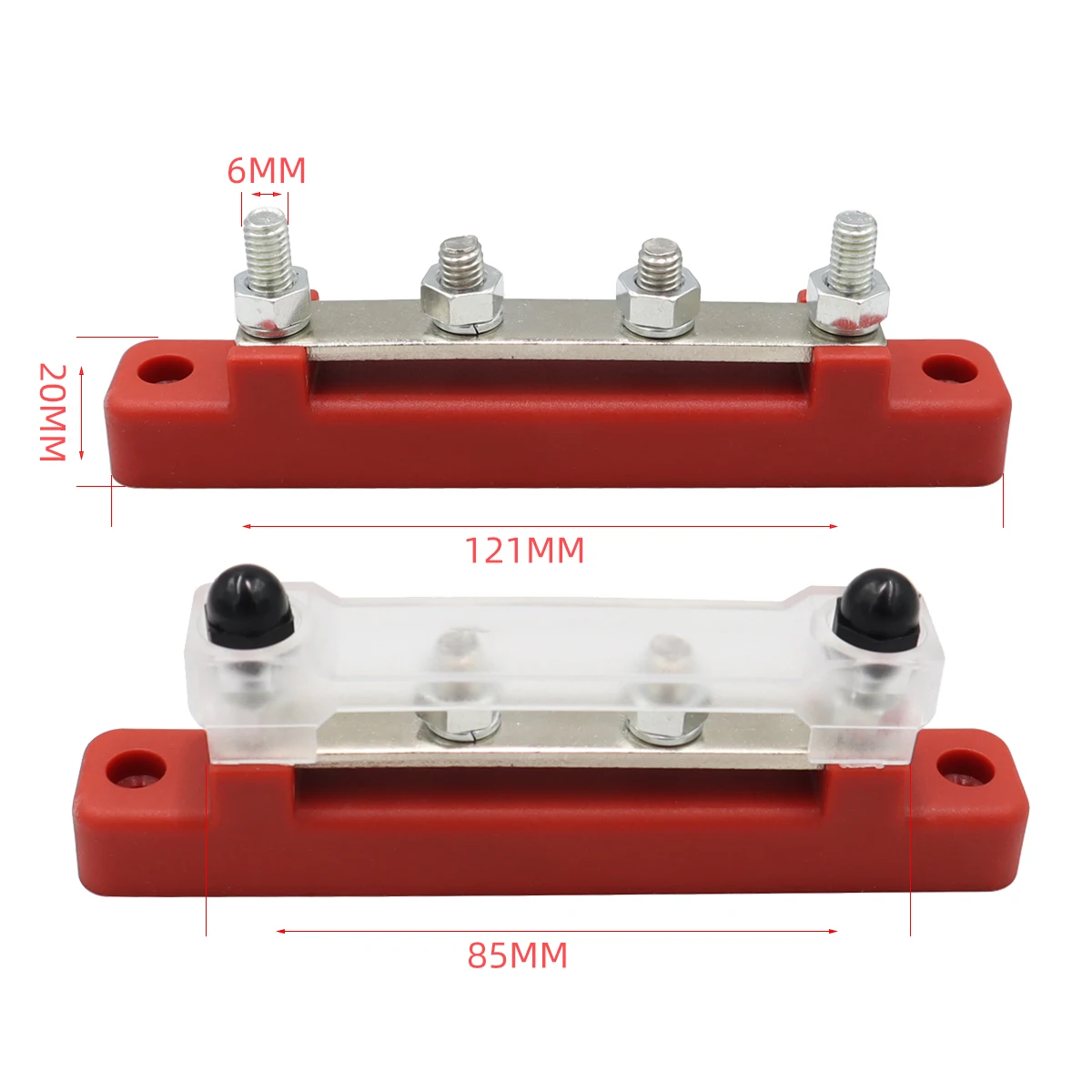 RV Yacht M6 Red Black Single Row 2-Way, 150A, 12-48V Busbar Copper Terminal