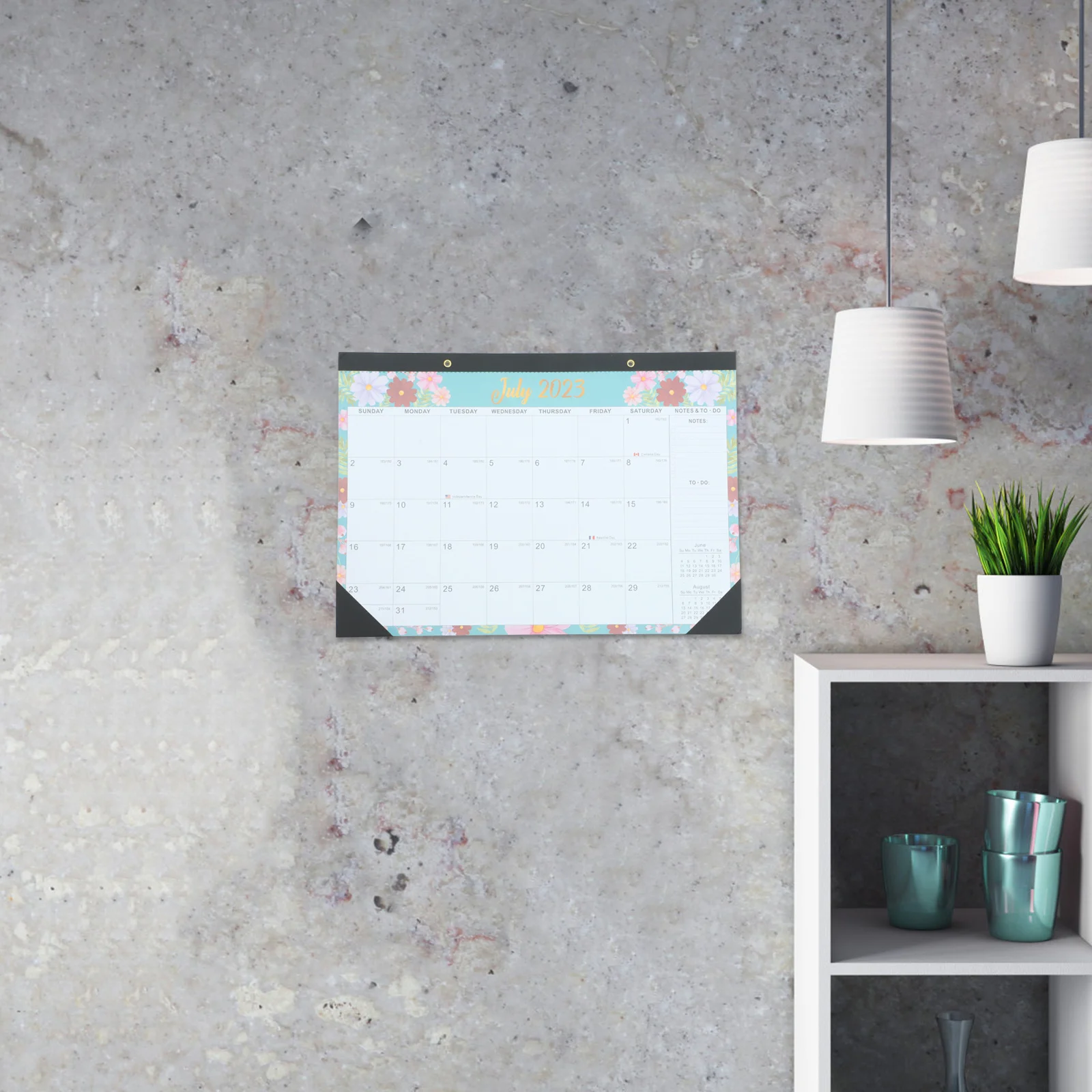 Calendario de pared para el hogar con estampado transparente, planificador mensual diario colgante delicado, calendario de organización para el hogar y la Oficina