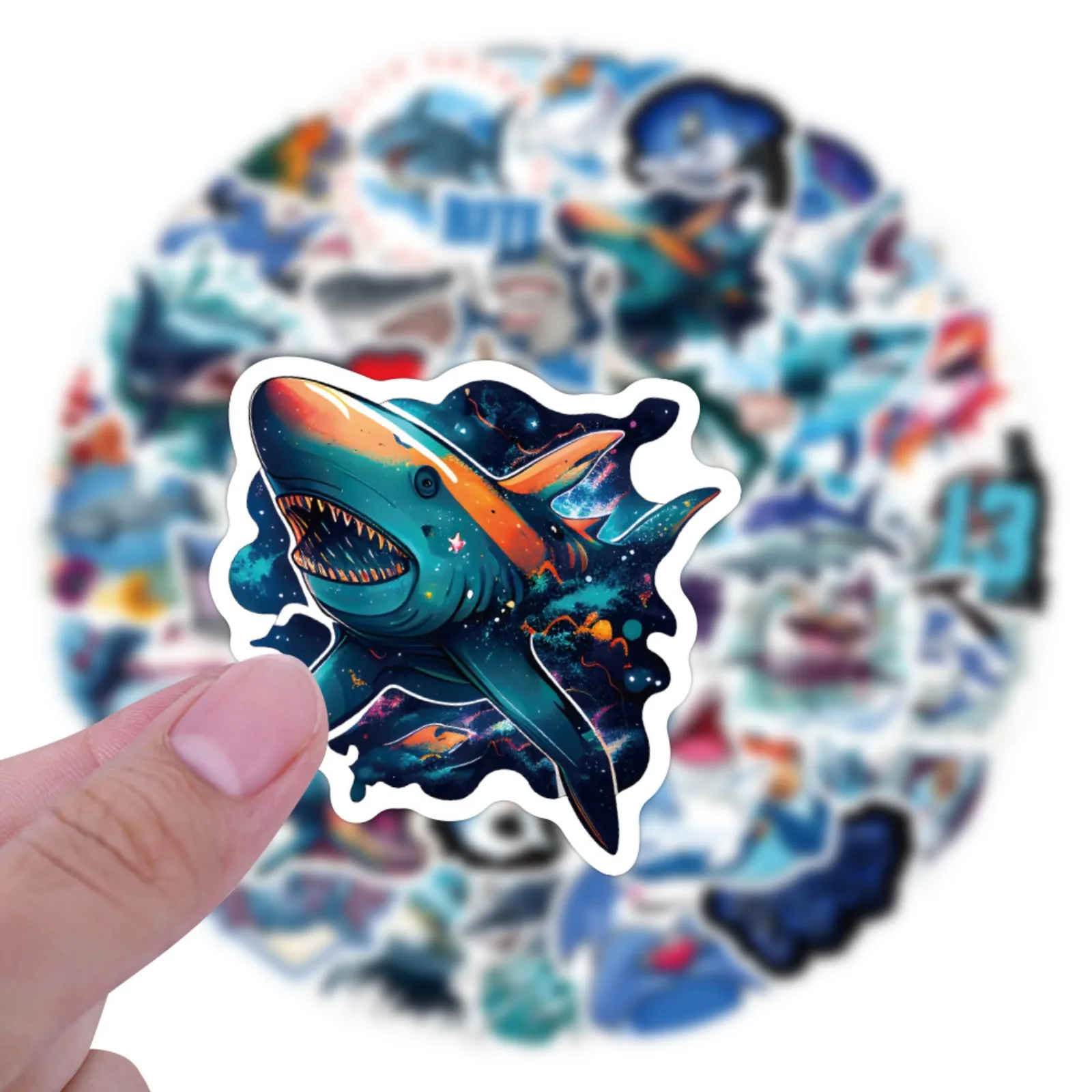 10/30/60pcs Graffiti Ocean Shark Stickers for DIY Waterproof Scrapbook Stationery Suitecase Water Bottle Phone Laptop Guitar