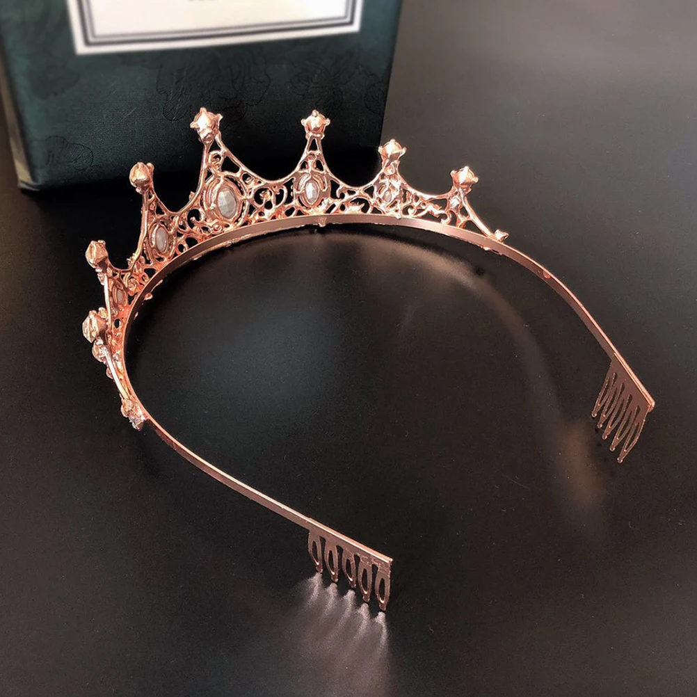 

Elegant Bride Crown Hair Comb Headdress Fashion Pink Wedding Party Accessories Prom Photoshoot Gift