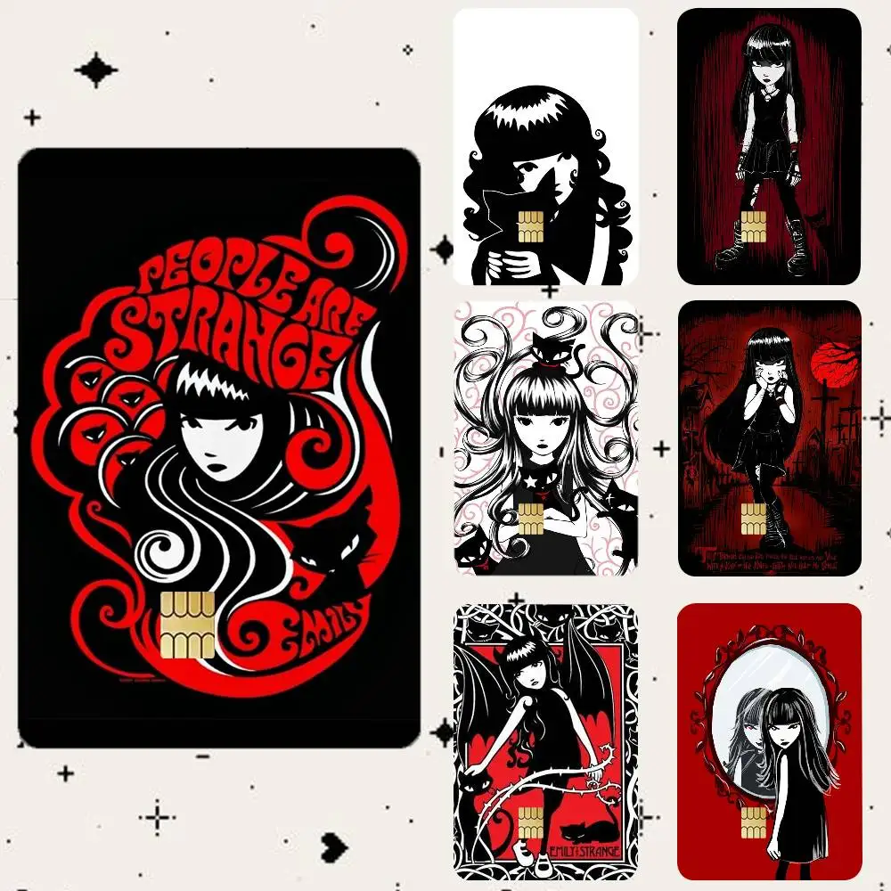 E-Emily the Strange Waterproof Bank Card Sticker Skin for Credit Debit Chip Cards Decorative Cover Film