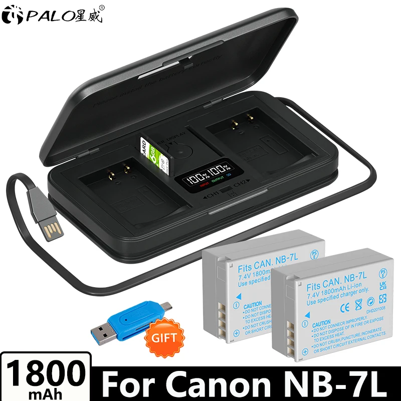 NB-7L NB 7L batería de cámara con estuche de almacenamiento LCD cargador para Canon Powershot SX30,G10,G11,G12,IS,SX30,SX3,NB7L batería de litio