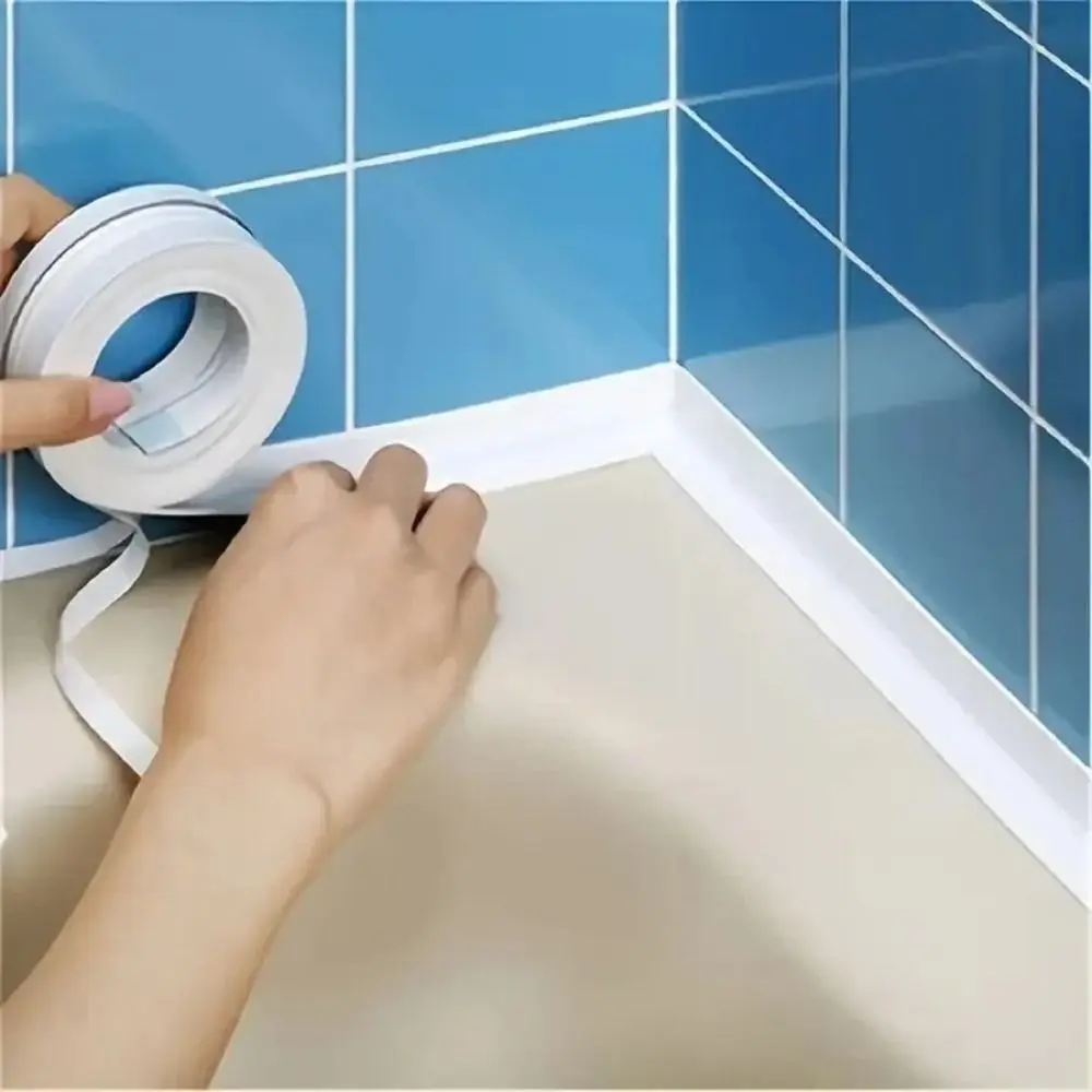 New Self Adhesive Sealing Strip Tape PVC White Caulk Tape Toilet Tape Bathroom Bath Toilet Kitchen