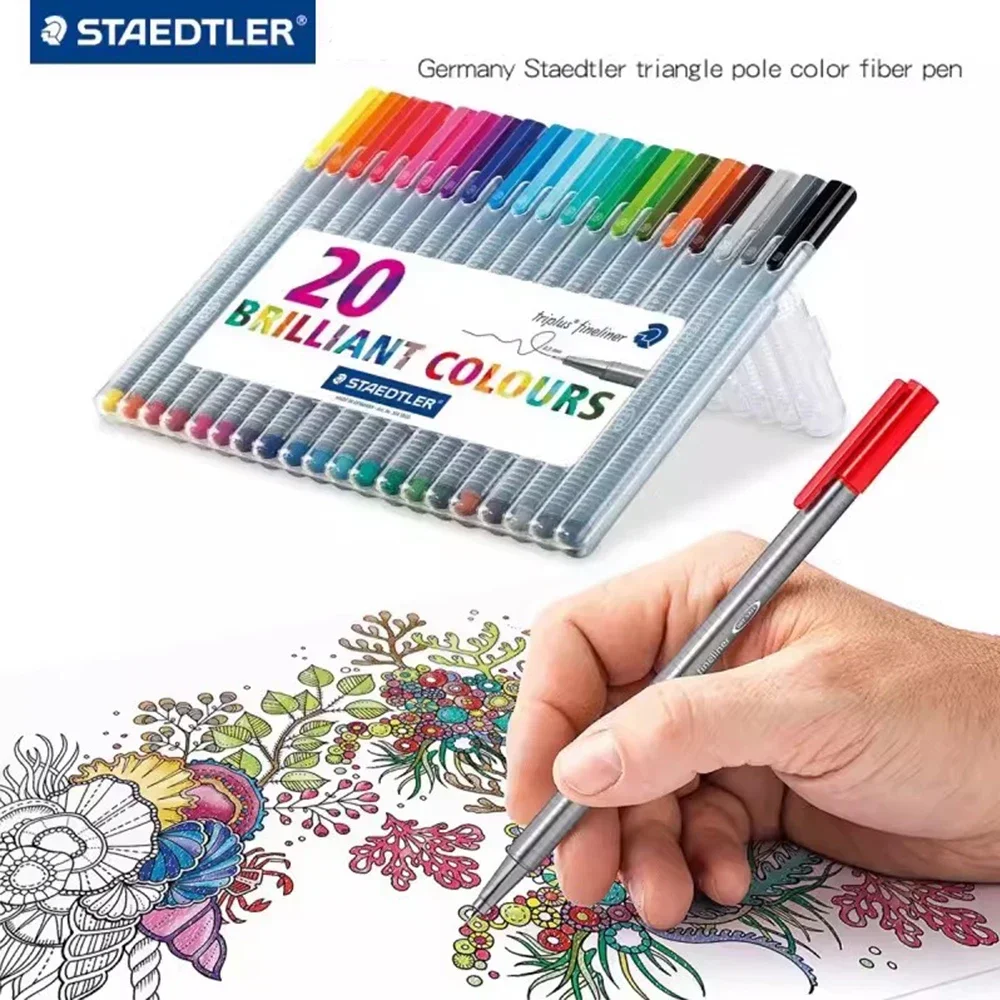 20 Color German STAEDTLER 334 0.3mm Gel Pen Color Fiber Pen School Acsesories Art Stationery Back To School Bolis Chulos Kawaii