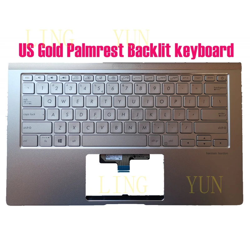 

Клавиатура Z US Gold с подсветкой и подставкой для рук для Asus Zenbook 14" UX433FA UX433FN