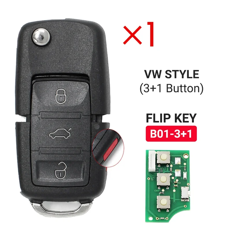 KEYDIY B01-3+1 KD Remote Control Car Key Universal 4 Button for VW Style for KD900/KD-X2 KD MINI/ URG200 Programmer