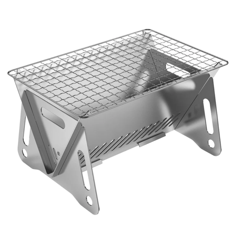 Folding Campfire-Grill Stainless Steel Grate Barbeque Grill Portable Camping Grill  for Picnics,Backpacking,Outdoor