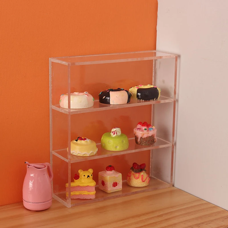 1 buah 1:12 miniatur rumah boneka Multi lapisan rak lemari rak penyimpanan tampilan kabinet lemari pajangan dapur rumah furnitur Model dekorasi