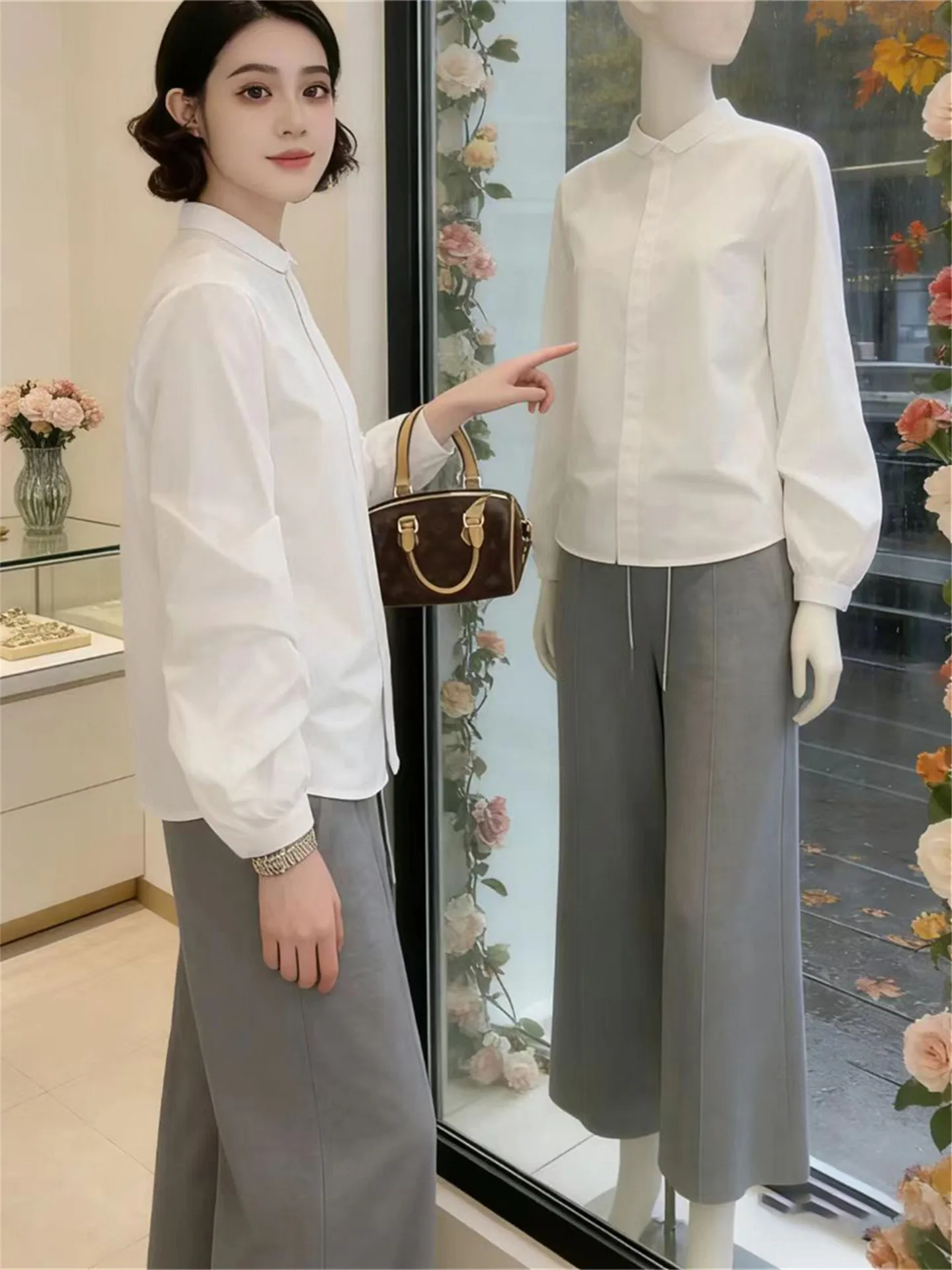 

Повседневная белая рубашка-туника для женщин, свободный крой, модная новинка весны, корейская версия, стандартный крой, длинный рукав