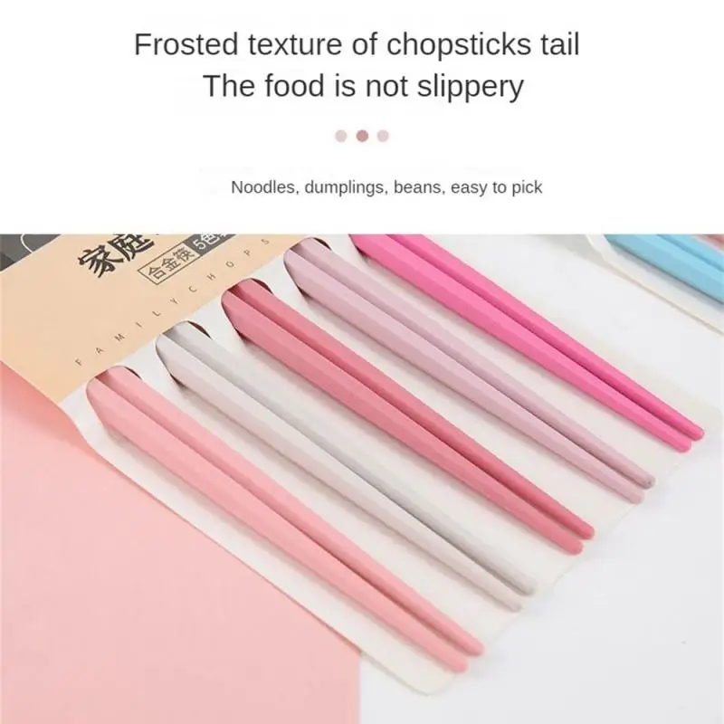 Alloy Chopsticks Macaron Hexagonal Small Fresh Morandi Serving Chopsticks Person A New Household Tableware Chopsticks