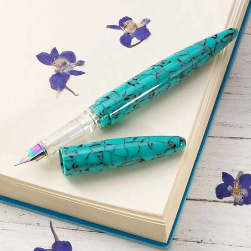 Acrylic Resin Translucent Marbled Fountain Pen F 0.5MM Nib,Beautiful Patterns with Converter Smooth Writing Office Gift Pen