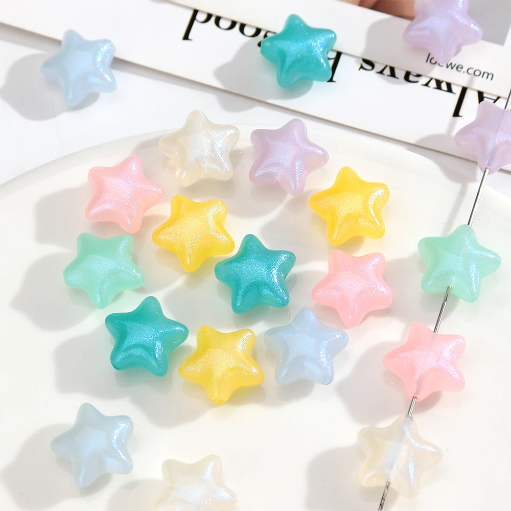 Iridescent Acrylic Star Beads 21x23mm Pastel Shimmer Loose Beads for DIY Jewelry Making Bracelet Necklace Craft Supplies