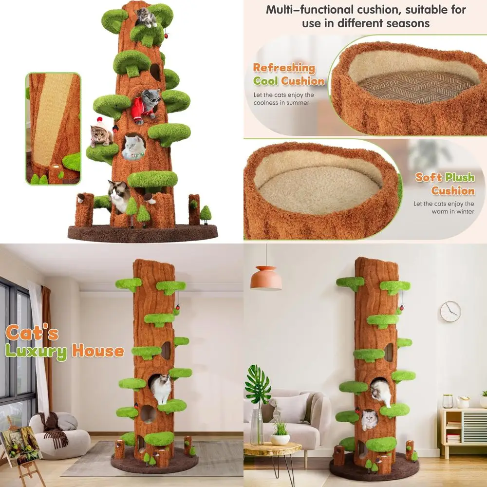 

Luxury 90.5 Inch Tall Cat Tree Tower with Sisal Scratch Pad and Multiple Jumping Platforms for Cats