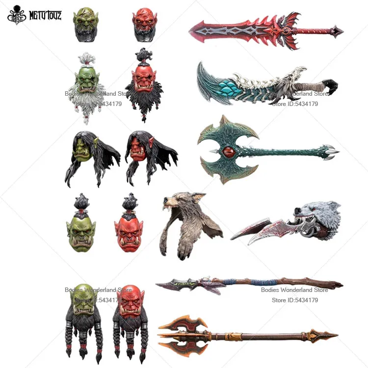 Metytoyz 1/12 Scale Horde Orc Head Carving Adventurer World Sword Accessory Model For 6inch Action Figure Doll Body view 2