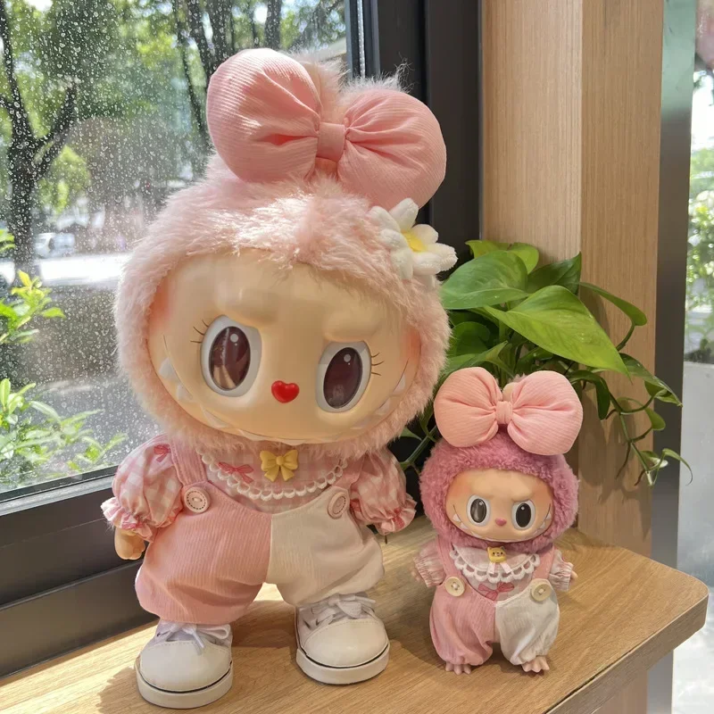 Labubu Rubble Vinyl Plush Doll First and Second Generation Spring Wild Summer Trendy Play Color Blocked Strap Pants Set