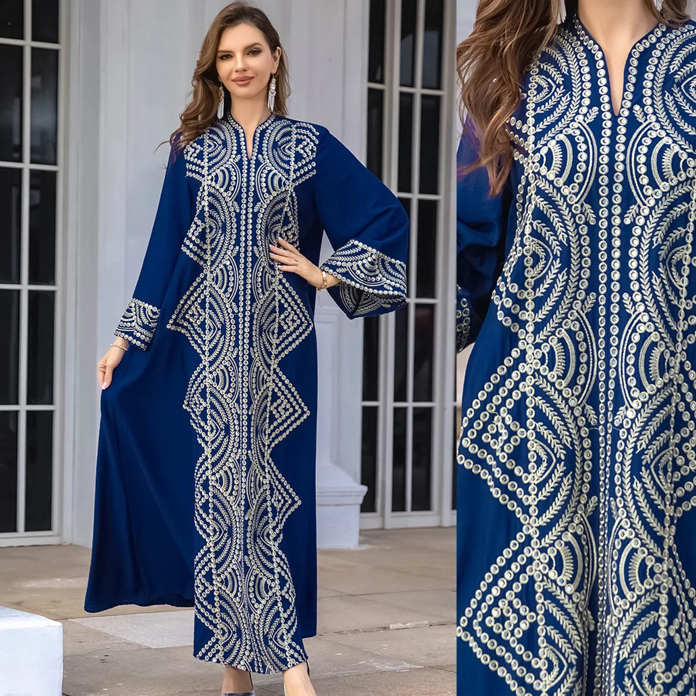 فساتين سهرة ماكسي مرصعة بالألماس للنساء من Eid Fashion تركيا عبايات مطرزة بالترتر أحدث ثوب نسائي ماروكين رمضان
