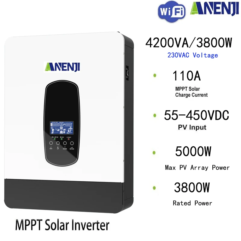 Imagem -04 - Inversor Solar Híbrido Fora da Rede Onda Senoidal Pura Controlador Solar do Carregador Mppt 4200w 3200w 2200w 12v 24v 230v 80a 110a pv 55450v