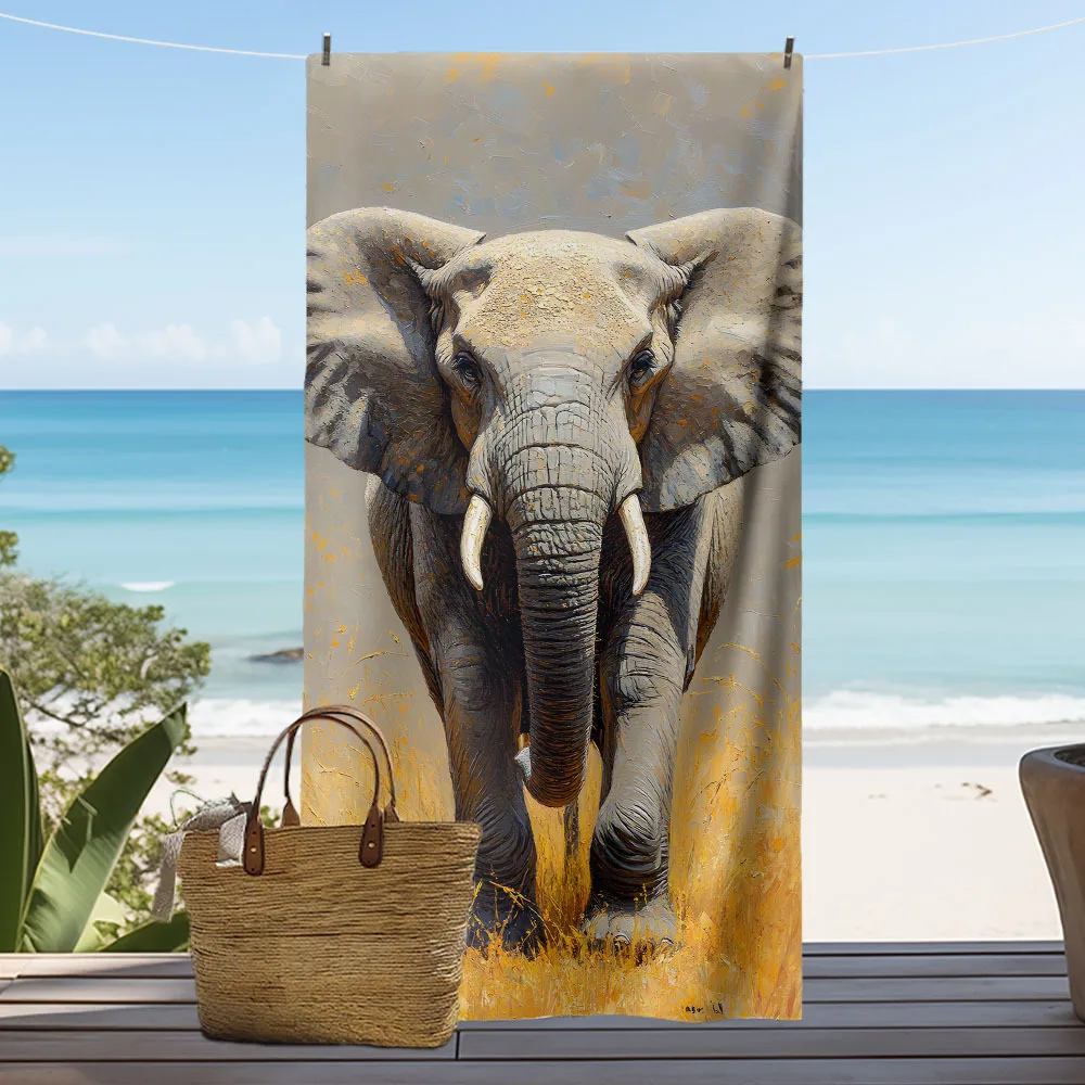 

1 быстросохнущее пляжное полотенце с изображением слона, мягкое и впитывающее, из полиэфирного волокна, легкое и подходит для машинной стирки, идеально подходит для дома.