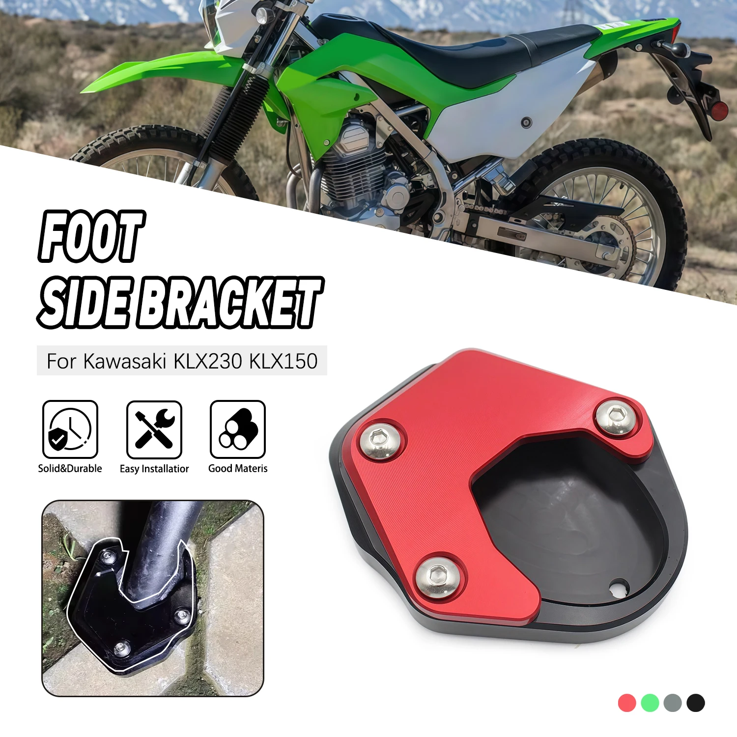 

For Kawasaki KLX230/S/R 2020-2023 KLX150 XF 2016-2018 Kickstand Foot Side Stand Extension Pad Enlarge Motorcycle Accessories