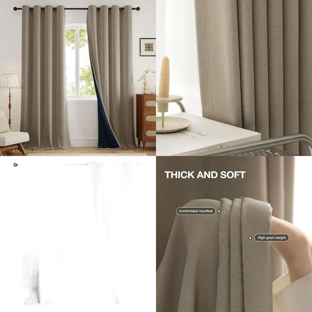 

Linen-Textured 96 Blackout Curtains, 2-Panel Set, Thermal Insulated, Noise-Reducing for Living Room & Bedroom (W52xL96, Taupe)